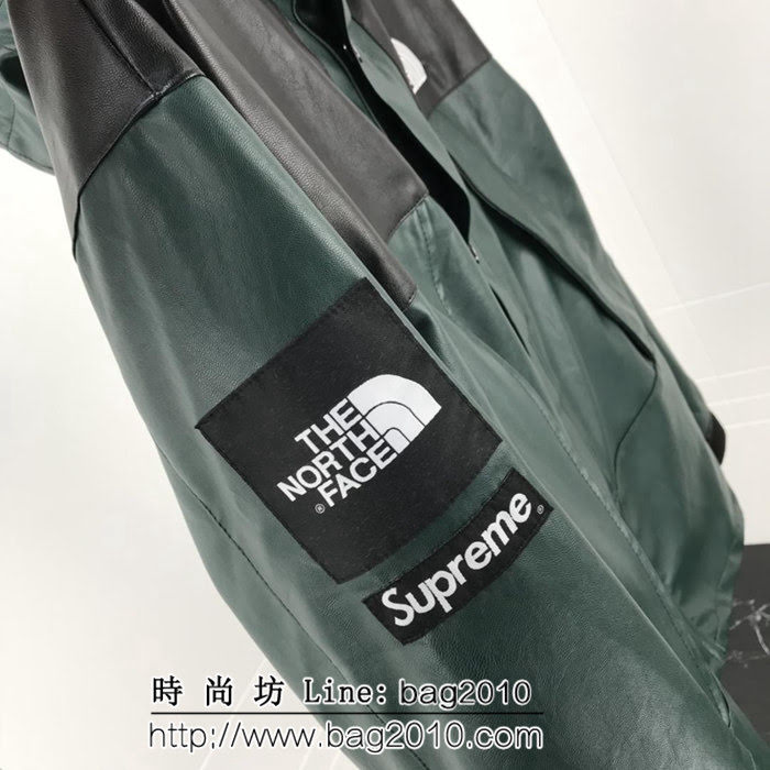 SUPREME X TNF 重工聯名皮質 軍綠色 抓絨衝鋒衣 情侶款 ydi1885